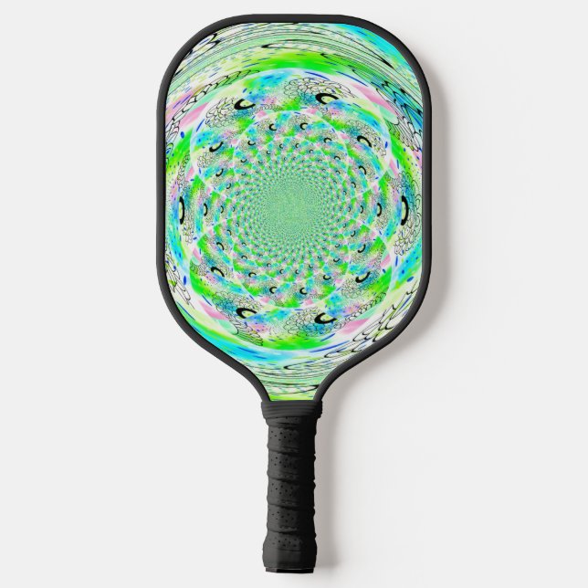Raquette de Pickleball à motif fractal vert (Verso)