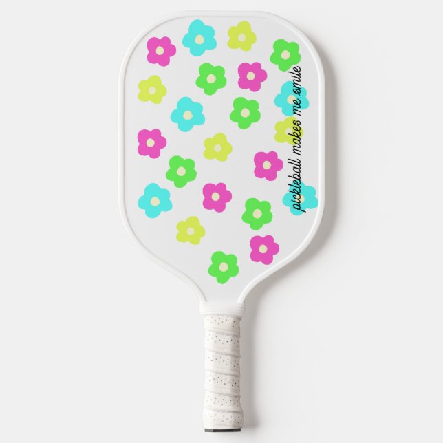 Raquette de pickleball à motif néon Daisy (Recto)