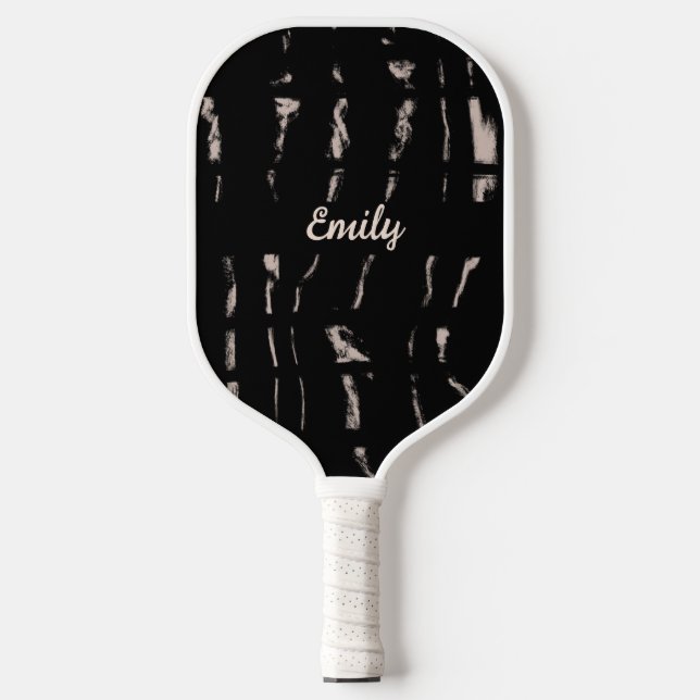 Raquette de pickleball à nom de script noir abstra (Recto)