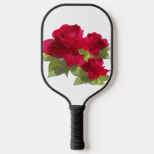 Raquette de Pickleball à Rose Rouge Aquarelle