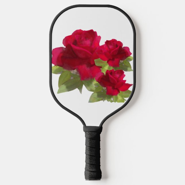 Raquette de Pickleball à Rose Rouge Aquarelle (Recto)