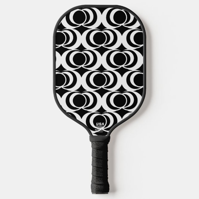 Raquette de pickleball à tourbillons noir et blanc (Recto)