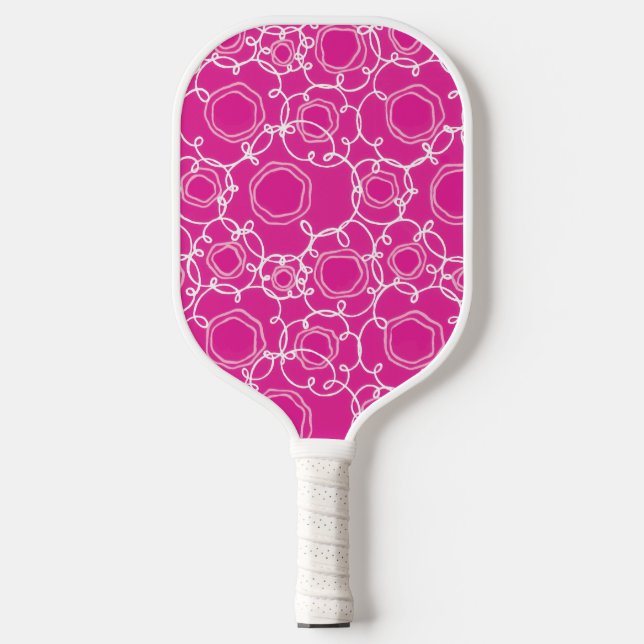 Raquette De Pickleball Abstract Linear Matrix (Hot Pink) Fine Art (Recto)