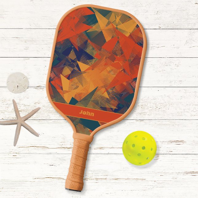 Raquette De Pickleball Abstract Retro Cool Pattern Monogrammed Sports Pro (Créateur téléchargé)