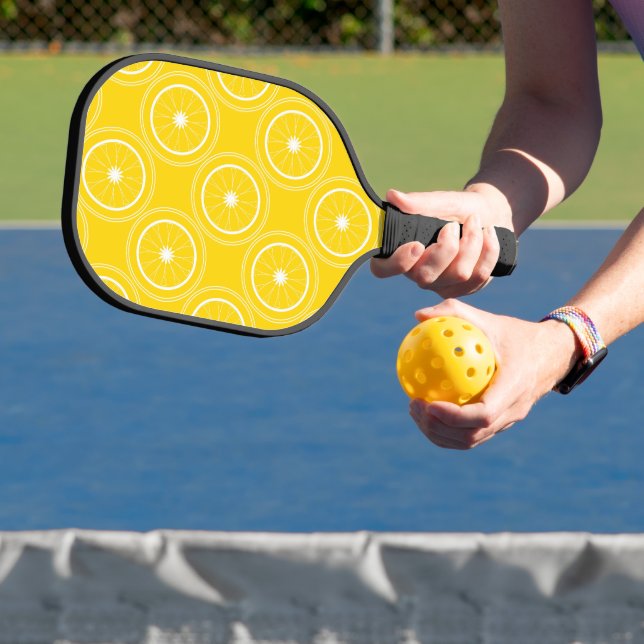 Raquette De Pickleball Abstrait jaune clair rétro citron motif (Insitu)
