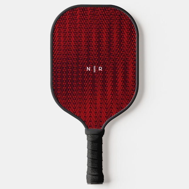 Raquette De Pickleball Abstrait Moderne Grandes Rouge Élégant Cool Monogr (Recto)