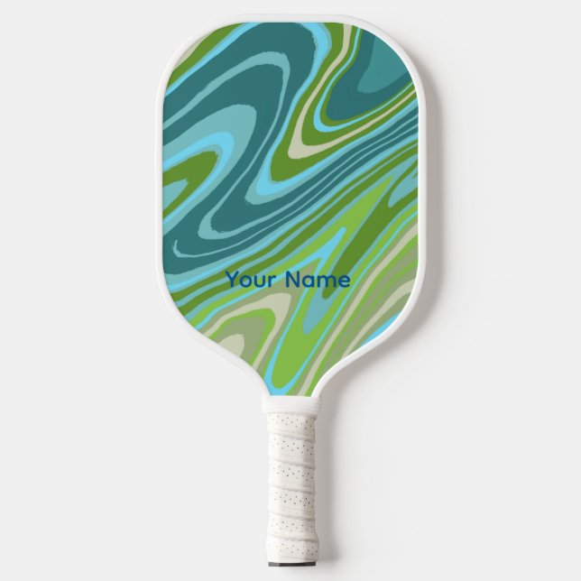 Raquette de pickleball abstraite bleue et verte co (Recto)