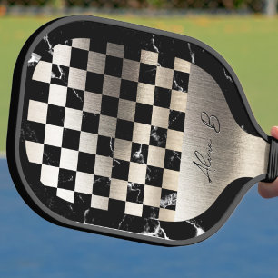 Raquette De Pickleball Acier Personnalisé Élégant et Marbre Noir