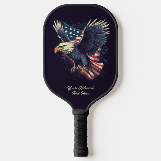 Raquette De Pickleball Aigle américain texte personnalisé (Recto)