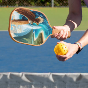 Raquette De Pickleball Aigle Majestueux Tournant au-dessus de l'océan
