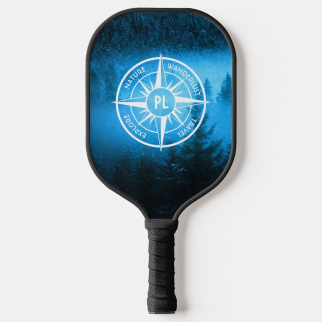 Raquette De Pickleball Aiguille de compas monogramme brouillard dans la f (Recto)