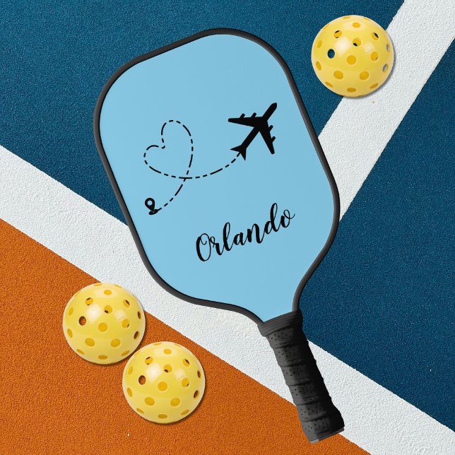 Raquette De Pickleball  Airplane & Heart Contrail Travel Custom Vacation (Créateur téléchargé)