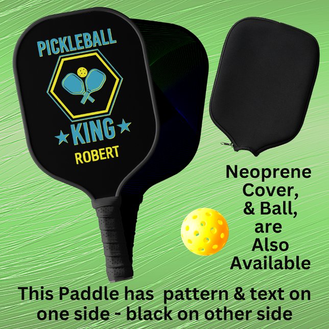 Raquette De Pickleball Ajouter Nom, Pickleball KING, Blue Yellow sur Blac (Créateur téléchargé)