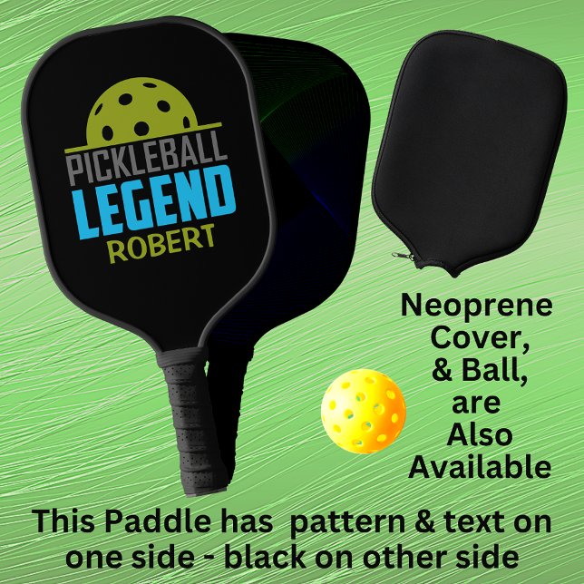 Raquette De Pickleball Ajouter un nom, Pickleball Legend Jaune Vert Bleu (Créateur téléchargé)