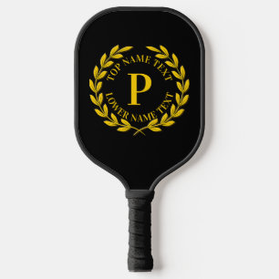 Raquette De Pickleball Ajouter votre initiale, nom ou texte Gold Wreath B