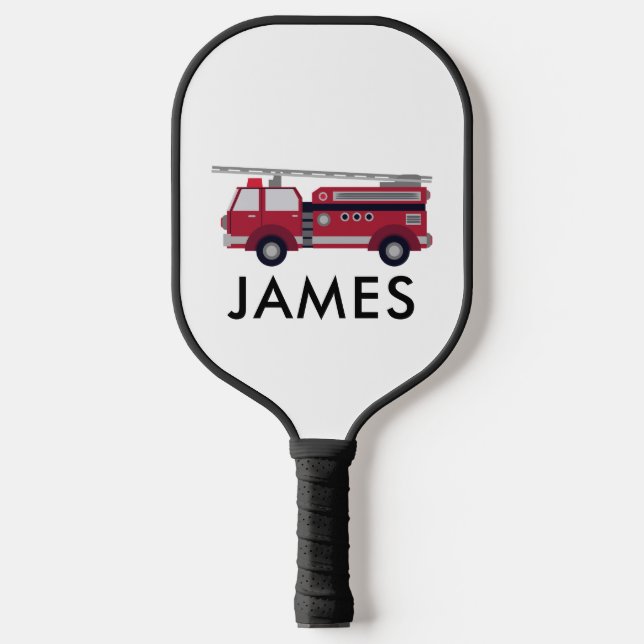 Raquette De Pickleball Ajouter votre nom Red Fire truck Personnalisé (Recto)