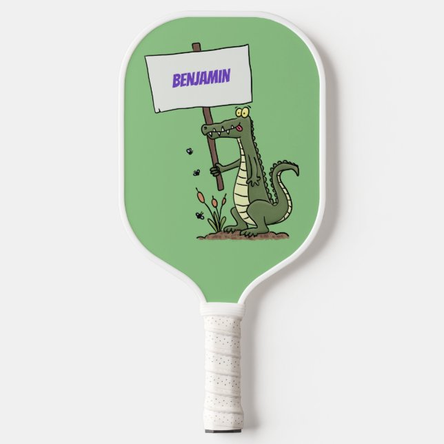 Raquette De Pickleball Aligator de crocodile drôle avec dessin animé (Recto)