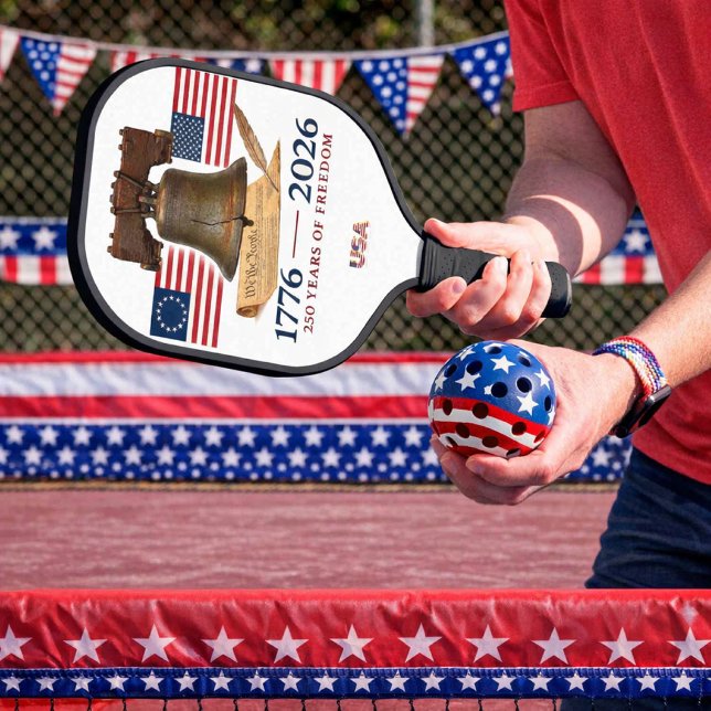 Raquette De Pickleball America's 250 Anniversary Pickleball Paddle (Celebrate 250 Years of Freedom with patriotic pickleball paddle and USA-themed ball for July 4th)