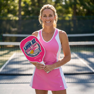 Raquette De Pickleball Amour au premier service Cœur rose Nom et année de