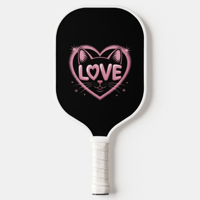 Raquette De Pickleball Amour de chat scintillant (Recto)