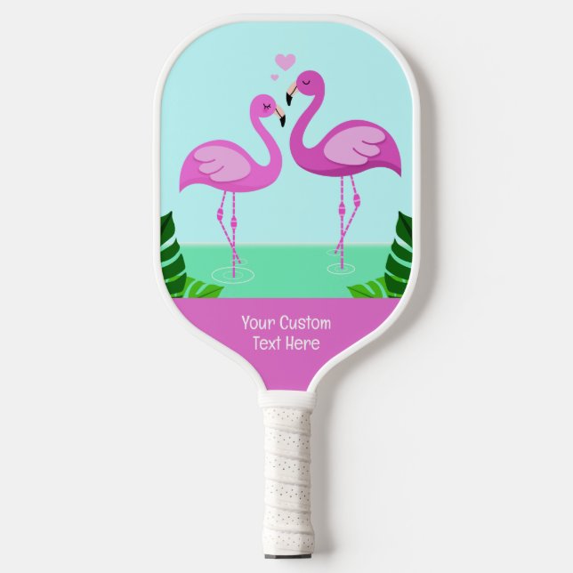 Raquette De Pickleball Amour du Flamant rose de texte personnalisé (Recto)