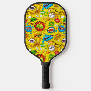 Raquette De Pickleball Amusant Retro Comédie Discours Bubbles Motif sans