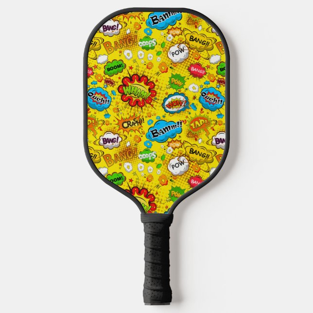 Raquette De Pickleball Amusant Retro Comédie Discours Bubbles Motif sans  (Recto)