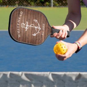 Raquette De Pickleball Ancre Nautione Marron Bois Monogramme