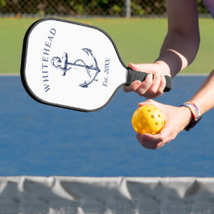 Raquette De Pickleball Ancre Nautione Moderne Blanche Monogramme