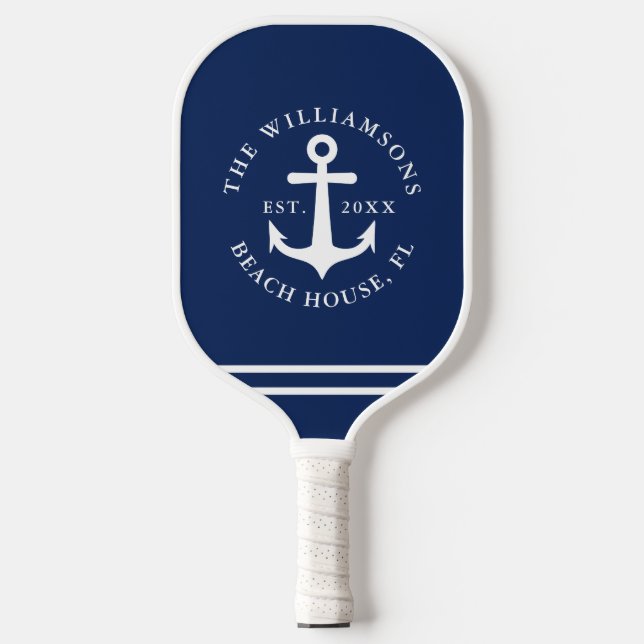 Raquette De Pickleball Ancre nautique Marine Blue White Beach House (Recto)