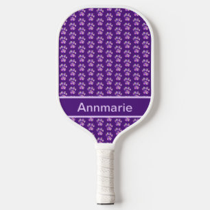 Raquette De Pickleball Animal Paw Silhouette violet rose sur Purple Perso