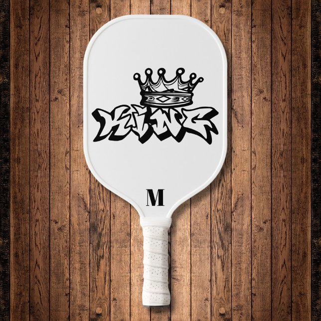 Raquette De Pickleball Anime noir et blanc King Monogramme moderne (Créateur téléchargé)