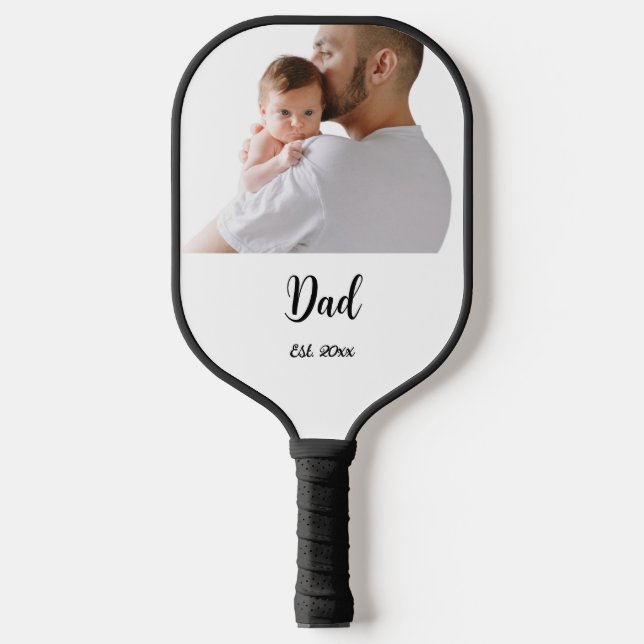 Raquette De Pickleball Année de création Papa Écriture moderne noire  (Recto)