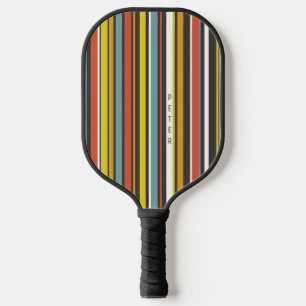 Raquette De Pickleball Années 1970 Retro Stripes Orange Brown Aqua White