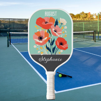 Raquette De Pickleball Août Fleur de naissance Nom personnalisé