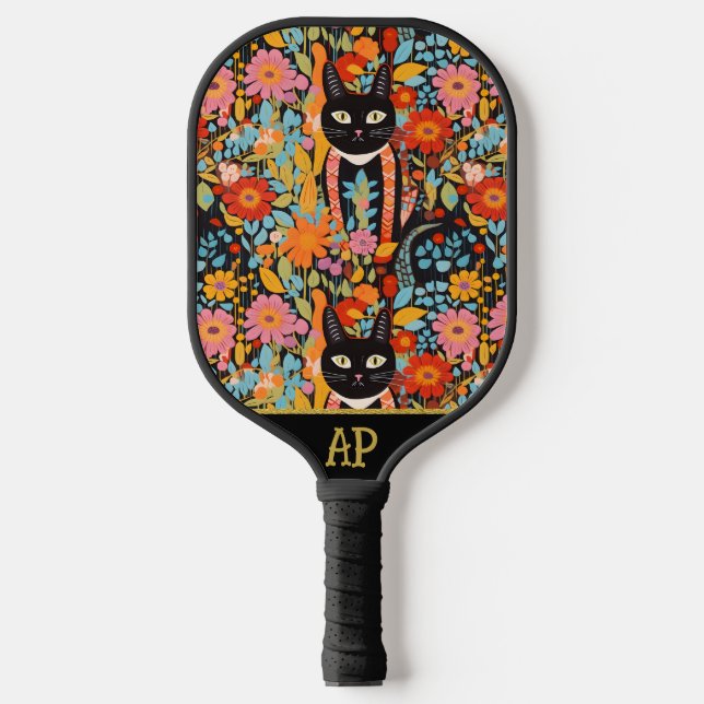 Raquette De Pickleball *~* AP68 Floral Whimsical Quirky Cat PHOTO 5 (Recto)