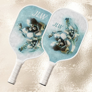 Raquette De Pickleball Aqua et or Vintage métal Lily blanche