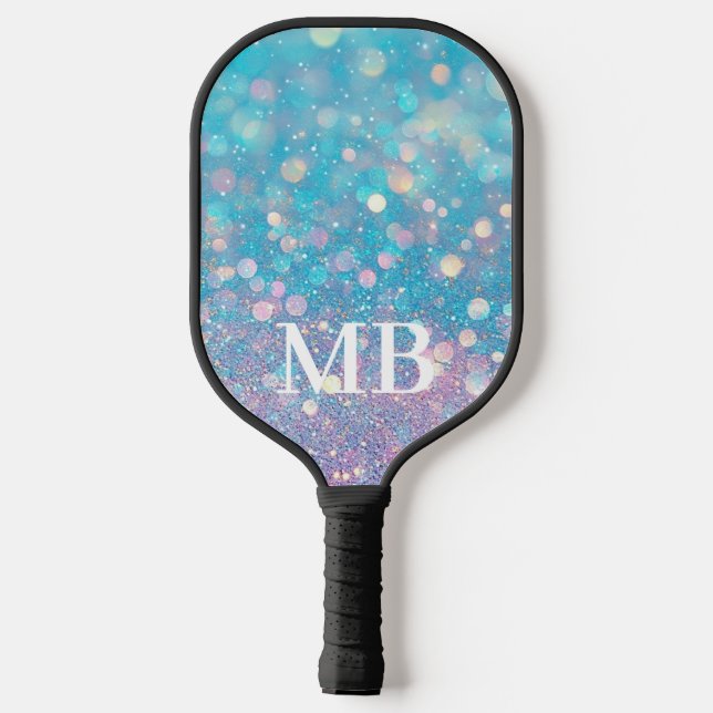 Raquette De Pickleball Aqua Pink Pastel Parties scintillant étincelante M (Verso)