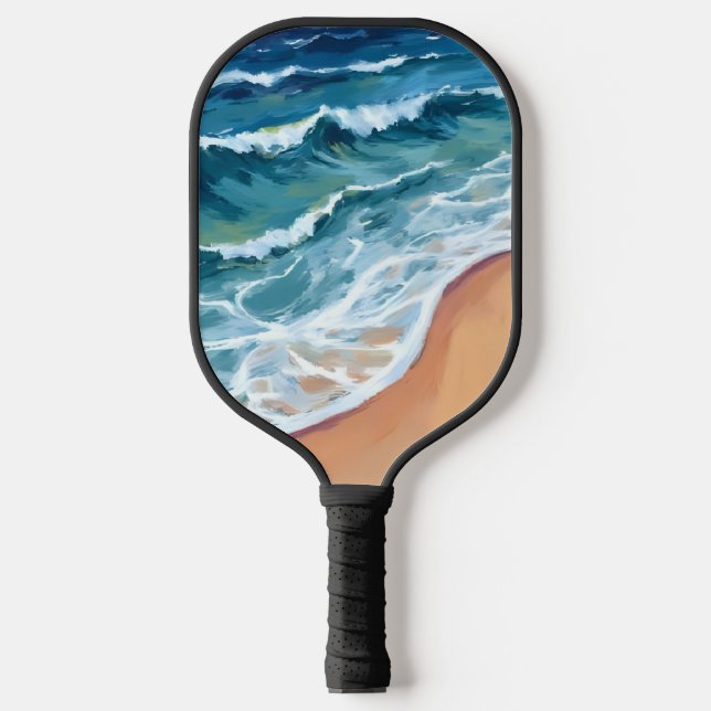 Raquette De Pickleball Aquarelle Blue Ocean Waves (Recto)