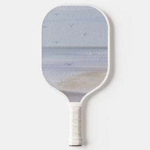 Raquette De Pickleball Aquarelle de plage de rivage côtier