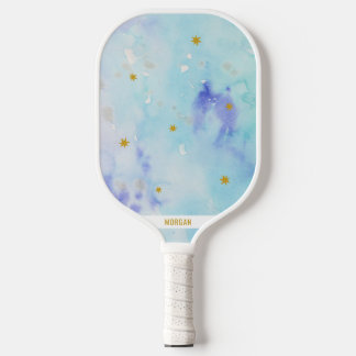 Raquette De Pickleball Aquarelle en aquabole avec étoiles dorées