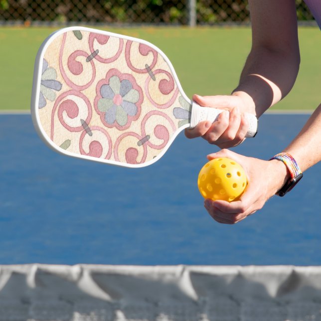 Raquette De Pickleball Aquarelle italienne espagnole Majolica rose (Insitu)