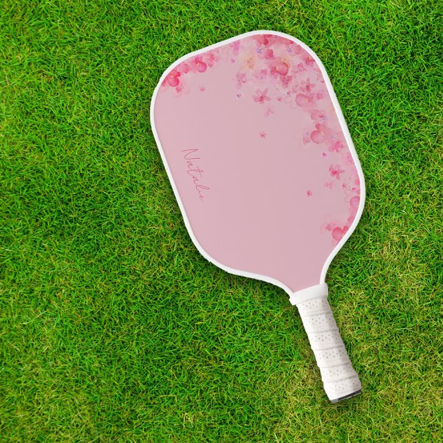 Raquette De Pickleball Aquarelle nom floral blanc (Créateur téléchargé)