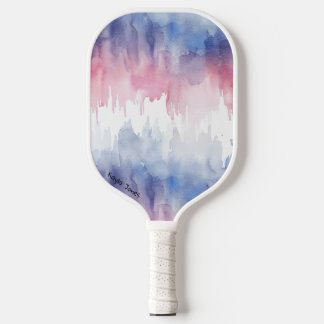 Raquette De Pickleball Aquarelle personnalisée bleu et rouge