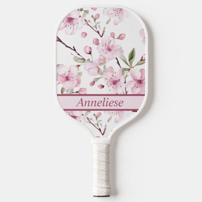 Raquette De Pickleball Aquarelle personnalisée en fleur de cerisier (Recto)