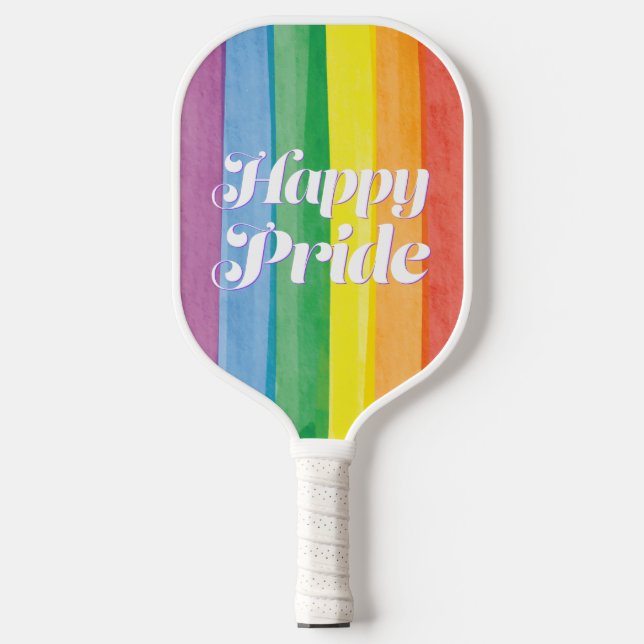 Raquette De Pickleball Aquarelles Happy Pride Arc-en-ciel (Recto)