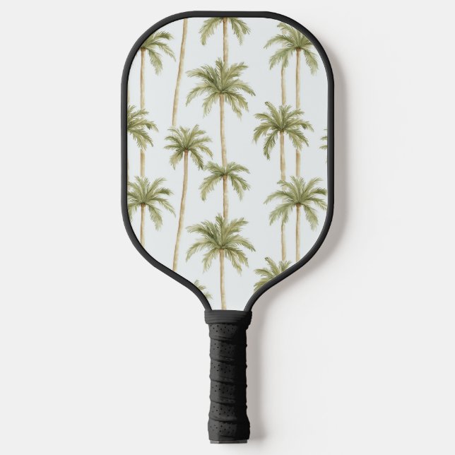 Raquette De Pickleball Arbres Palmiers Blancs Verts Tropicaux (Recto)