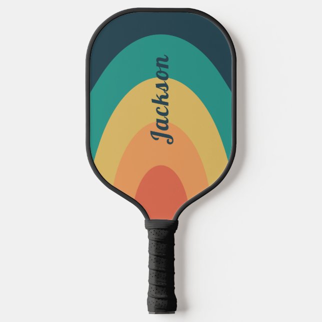 Raquette De Pickleball Arc arc-en-ciel moderne rétro Personnalisé (Recto)