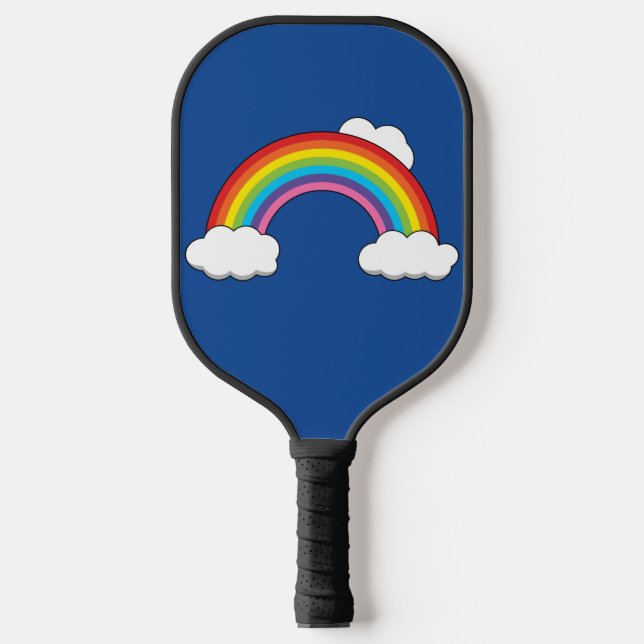 Raquette De Pickleball Arc en ciel avec nuages blancs (Recto)