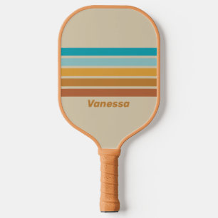 Raquette De Pickleball Arc-en-ciel de désert vintage sur des rayures avec